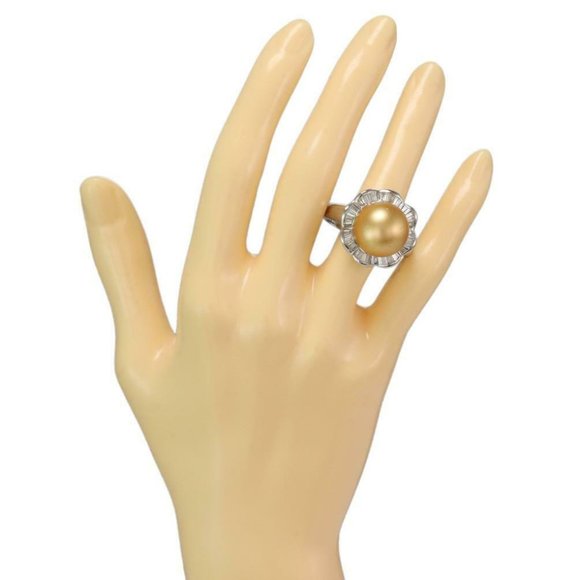 Estate 1.50ct Diamond South Sea Pearl 14k GoldRing - Picture 4 of 4